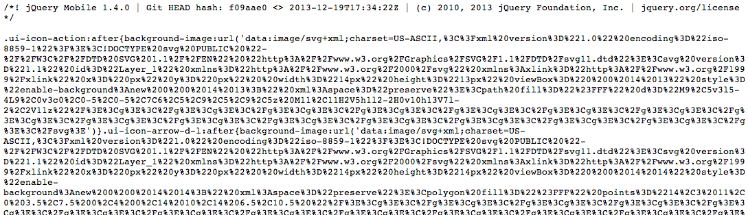 View of jQuery mobile 1.4's CSS source