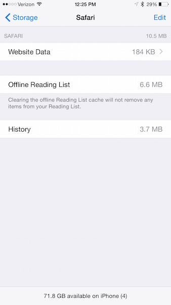 Safari data usage on my iOS device