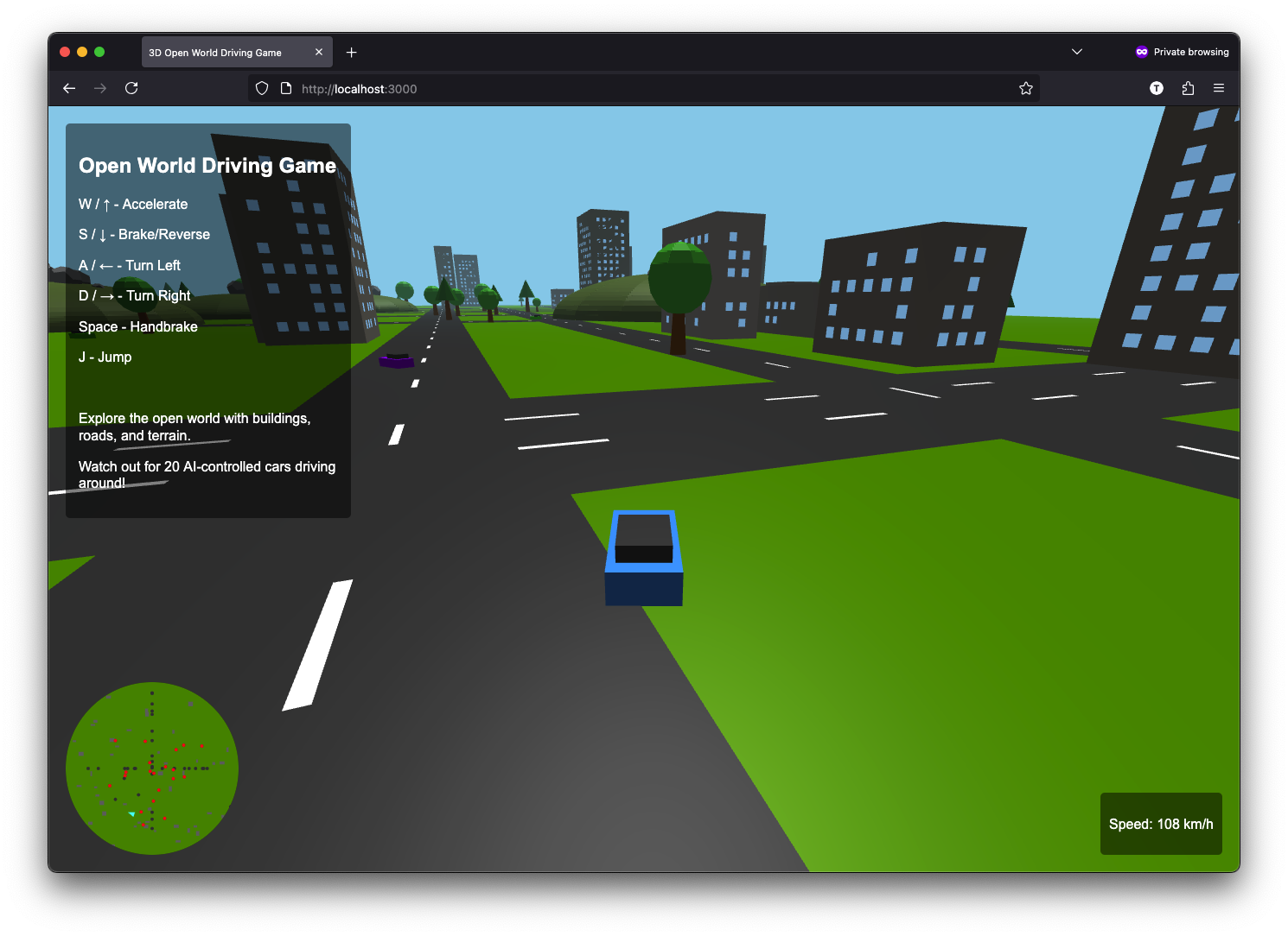 An open-world racing game I built with Cursor